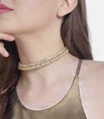 Mansiyaorange double line white  ad stone choker set for girls and women