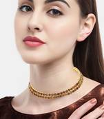 Mansiyaorange double line  copper golden ad stone choker set for girls and women