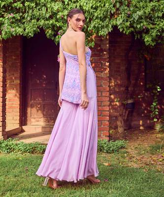 Purple print crepe sharara set 4