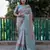 Sea green pashmina Woven heavy looks saree with digital printed