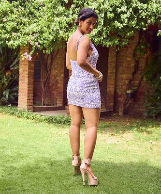 Blue print crepe dress 3
