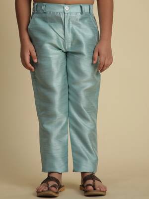 Firozi sequince embroidered silk indowestern set for boys ethnic wear 4
