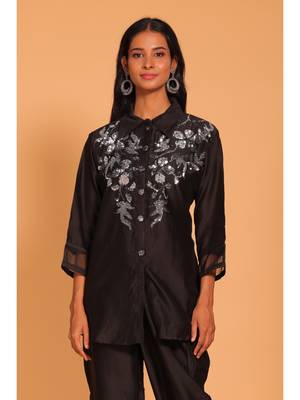 Black coset hand embroidery 1