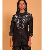 Black coset hand embroidery