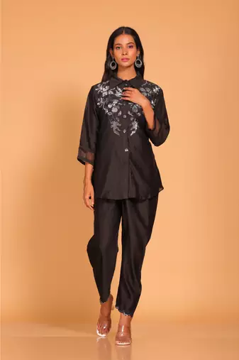 Black coset hand embroidery