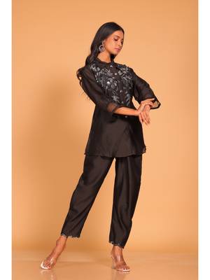 Black coset hand embroidery 4