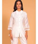 White coset hand embroidery