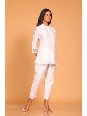 White coset hand embroidery 3