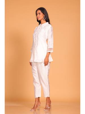 White coset hand embroidery 4