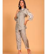 Grey  coset hand embroidery