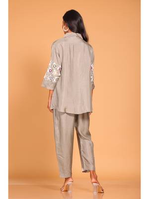 Grey  coset hand embroidery 4