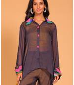 Blue  coset hand embroidery