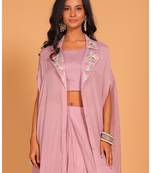 Hot pink crop top set hand embroidery