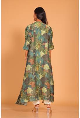 Light multicolour long top with pant hand embroidery 4