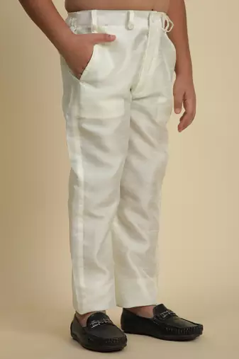 White silk embroidered kurta pajama set with waistcoat for boys party,wedding outfits traditional wear
