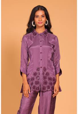 Purple  coset hand embroidery 1