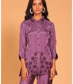 Purple  coset hand embroidery