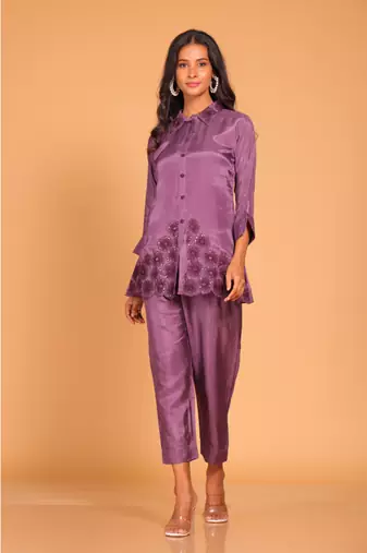Purple  coset hand embroidery