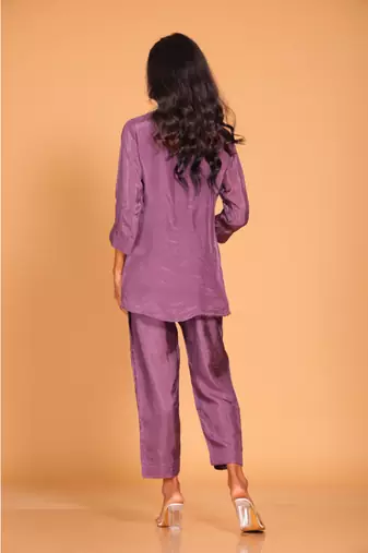 Purple  coset hand embroidery