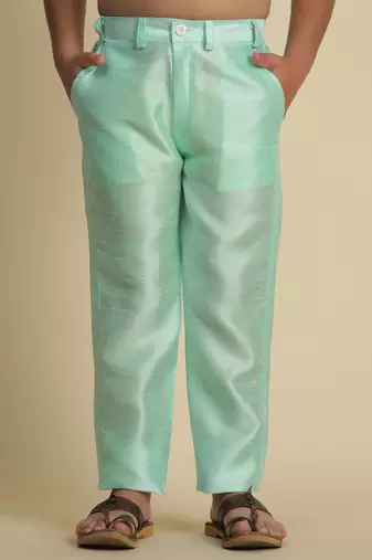 Green silk embroidered kurta pajama set with waistcoat for boys party,wedding outfits traditional wear