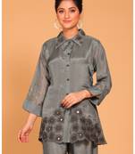 Grey  coset hand embroidery