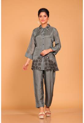 Grey  coset hand embroidery 2
