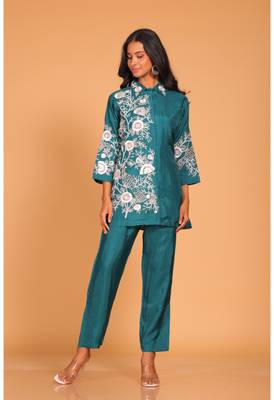 Sea green  coset hand embroidery 1