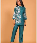 Sea green  coset hand embroidery