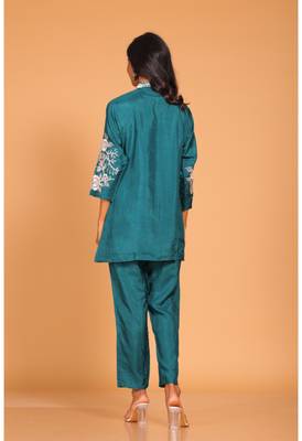 Sea green  coset hand embroidery 4