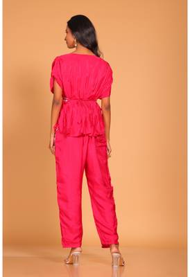 Light multicolour  short kaftan set with embroidery pant hand embroidery 4