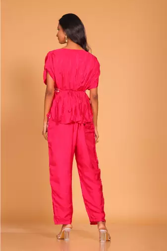 Light multicolour  short kaftan set with embroidery pant hand embroidery