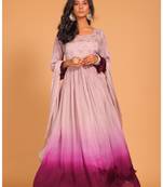 Light multicolour  long gown with dupatta set hand embroidery