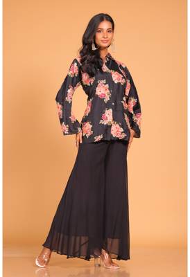Black plazo top embroidery hand embroidery 3