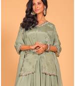 Green crop top with dupatta hand embroidery