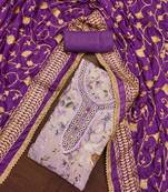 Purple georgetteEmbroidered dress material with dupatta