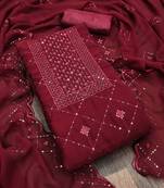 Stylish brown embroidered dress material with dupatta