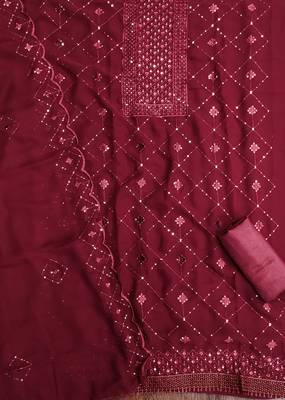 Stylish brown embroidered dress material with dupatta 2