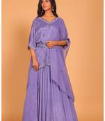 Purple crop top with dupatta hand embroidery