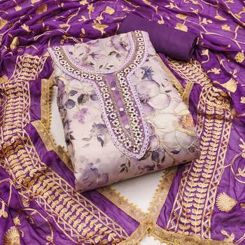 Purple georgetteEmbroidered dress material with dupatta 5