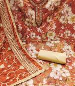 Orange Viscose Dress Material with Dupatta