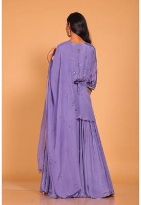 Purple crop top with dupatta hand embroidery 4