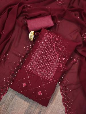Stylish brown embroidered dress material with dupatta 5