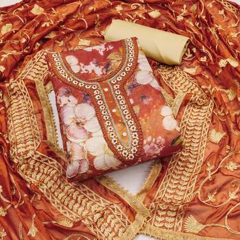 Orange Viscose Dress Material with Dupatta 5
