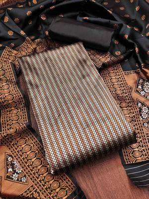 Black jacquard silk weaving dress material with dupatta 1