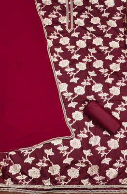 Classic noir elegance: Brown jacquard silk weaving dress material with dupatta 2