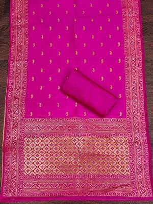 Pink banarasi jacquard dress material with dupatta 3