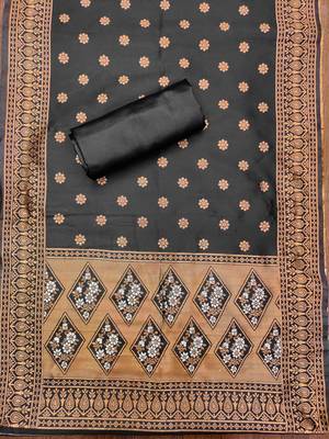 Black jacquard silk weaving dress material with dupatta 3