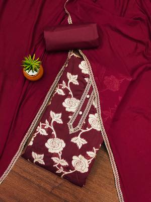 Classic noir elegance: Brown jacquard silk weaving dress material with dupatta 1