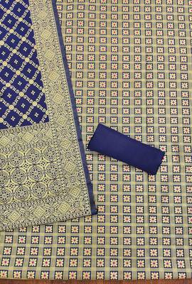 Passionate Blue banarasi silk weaving dress material with dupatta for women 2