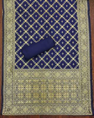 Passionate Blue banarasi silk weaving dress material with dupatta for women 3